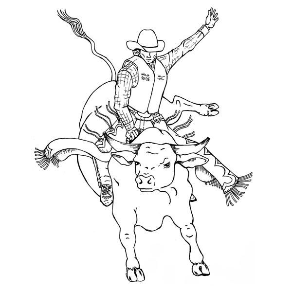 Coloring pages bucking bulls cowboy artists