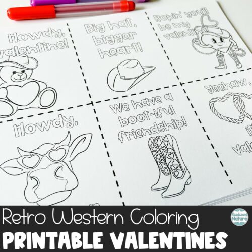 Retro western printable coloring sheet valentines for students made by teachers