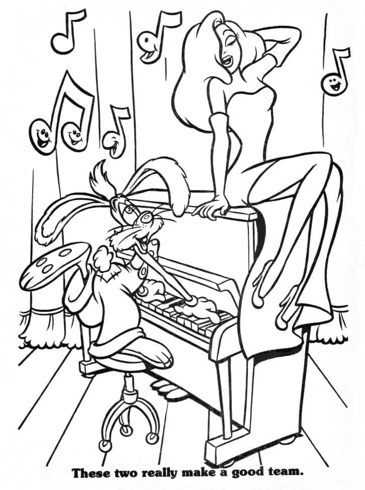 Roger rabbit and jessica rabbit coloring page