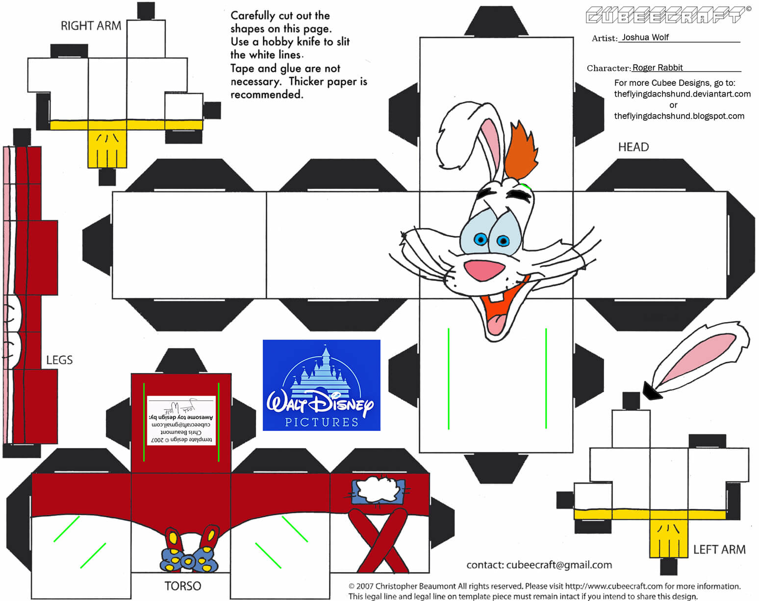 Roger rabbit paper toy free printable papercraft templates