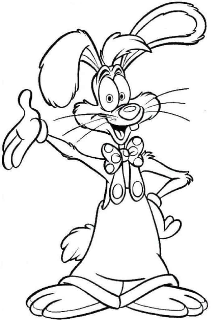 Friendly roger rabbit coloring page