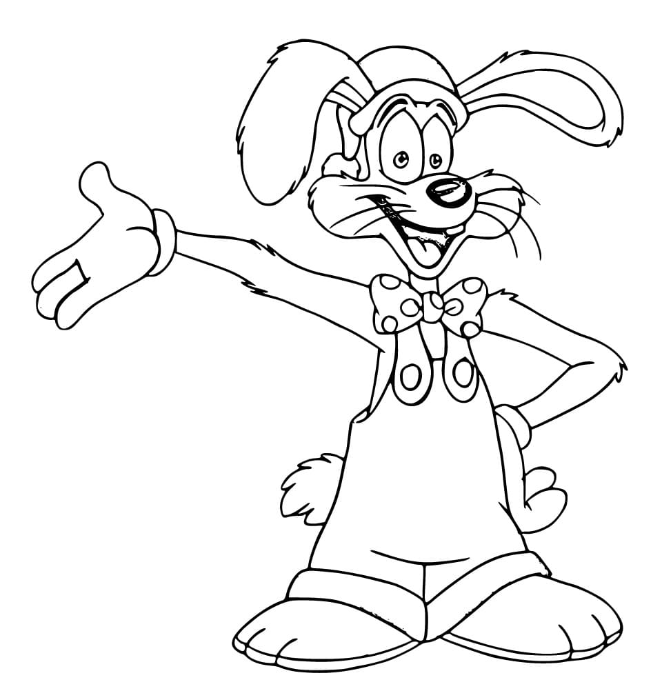 Roger rabbit with santa hat coloring page