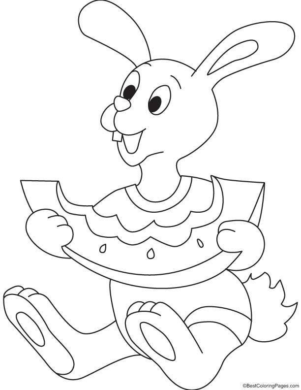 Rabbit eating watermelon coloring page download free rabbit eating watermelon coloring page for kids best coloring pages