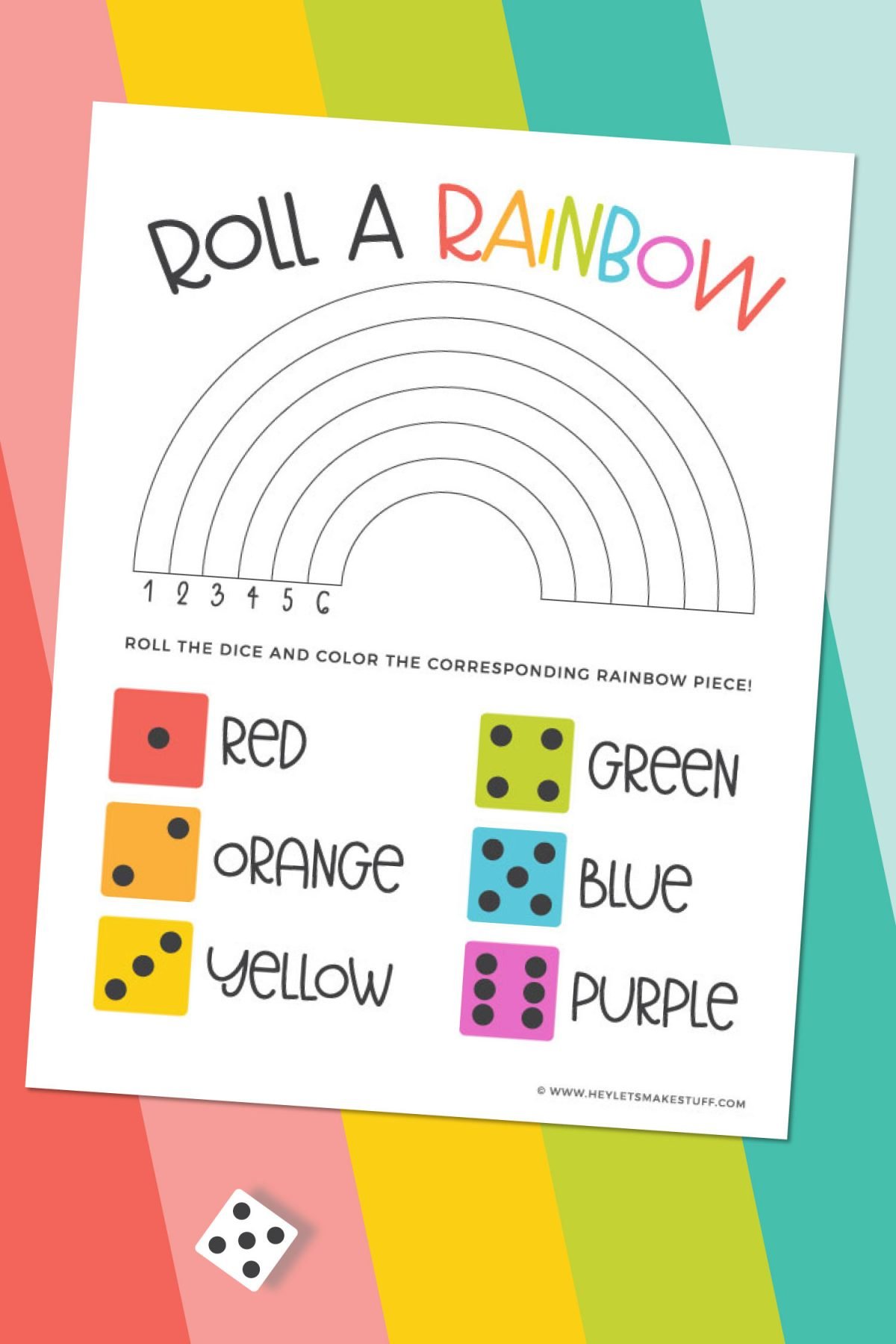 Free printable roll a rainbow coloring game