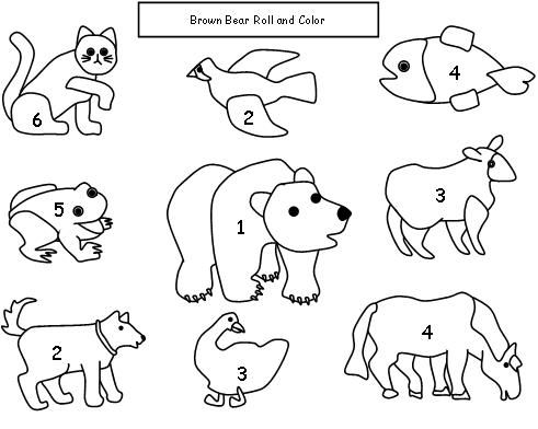 Roll and color dice game for bro bear coloring pages bears preschool brown bear book