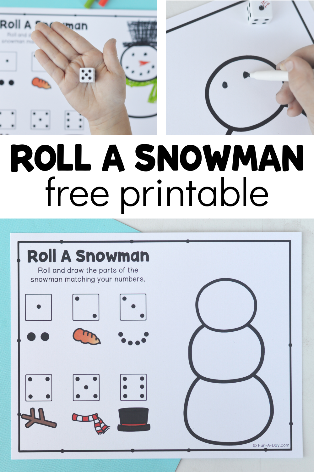 Roll a snowman free printable game