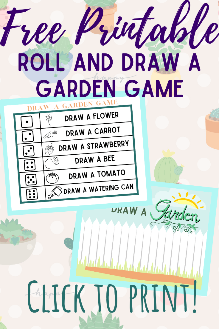 Drawing garden game to print for kids roll and draw