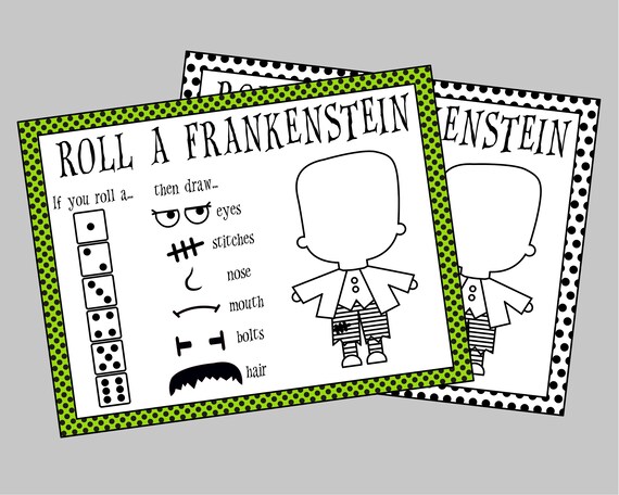 Printable roll a frankenstein game frankensteins monster classroom activity instant digital download