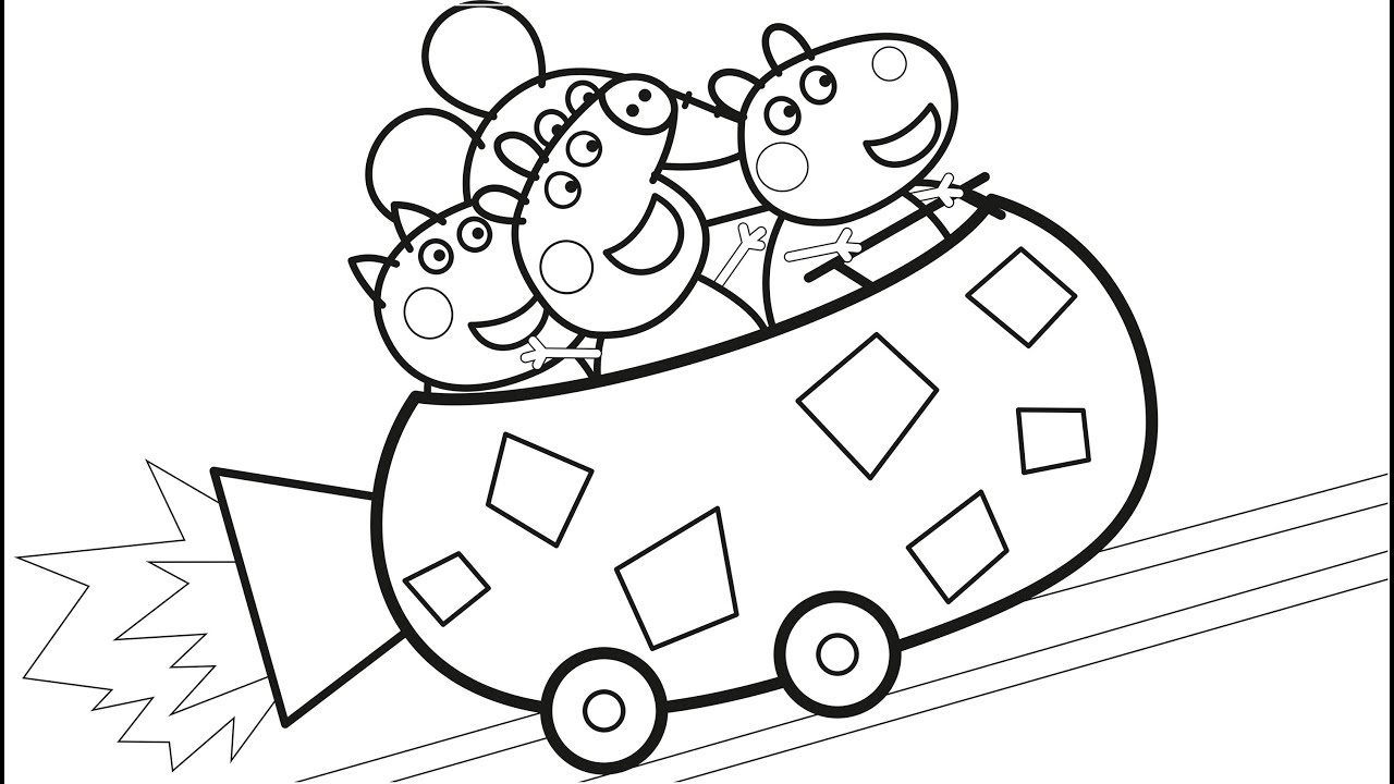 Peppa pig coloring pages peppa pigs roller coaster fun learn colors for children