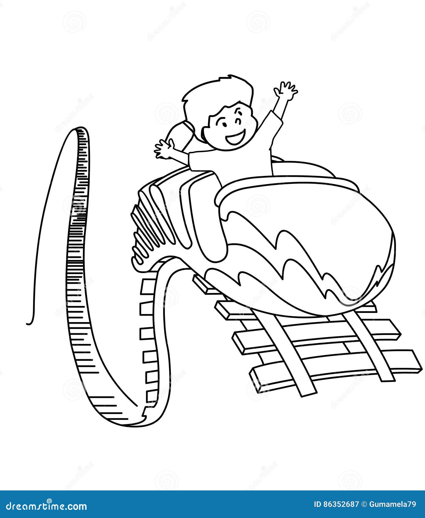 Roller coaster coloring page stock illustration