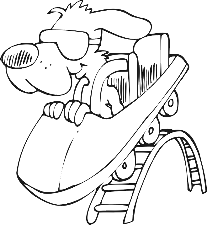 Dog coloring page dog on rollercoaster