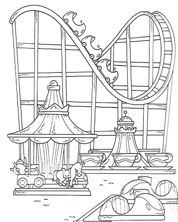 Roller coaster image coloring page