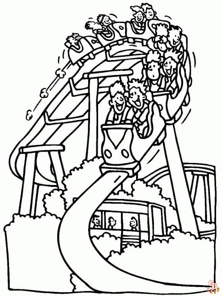 Printable roller coaster coloring pages free for kids and adults