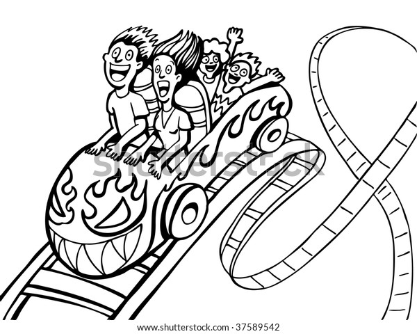 Family riding roller coaster art stock vector royalty free