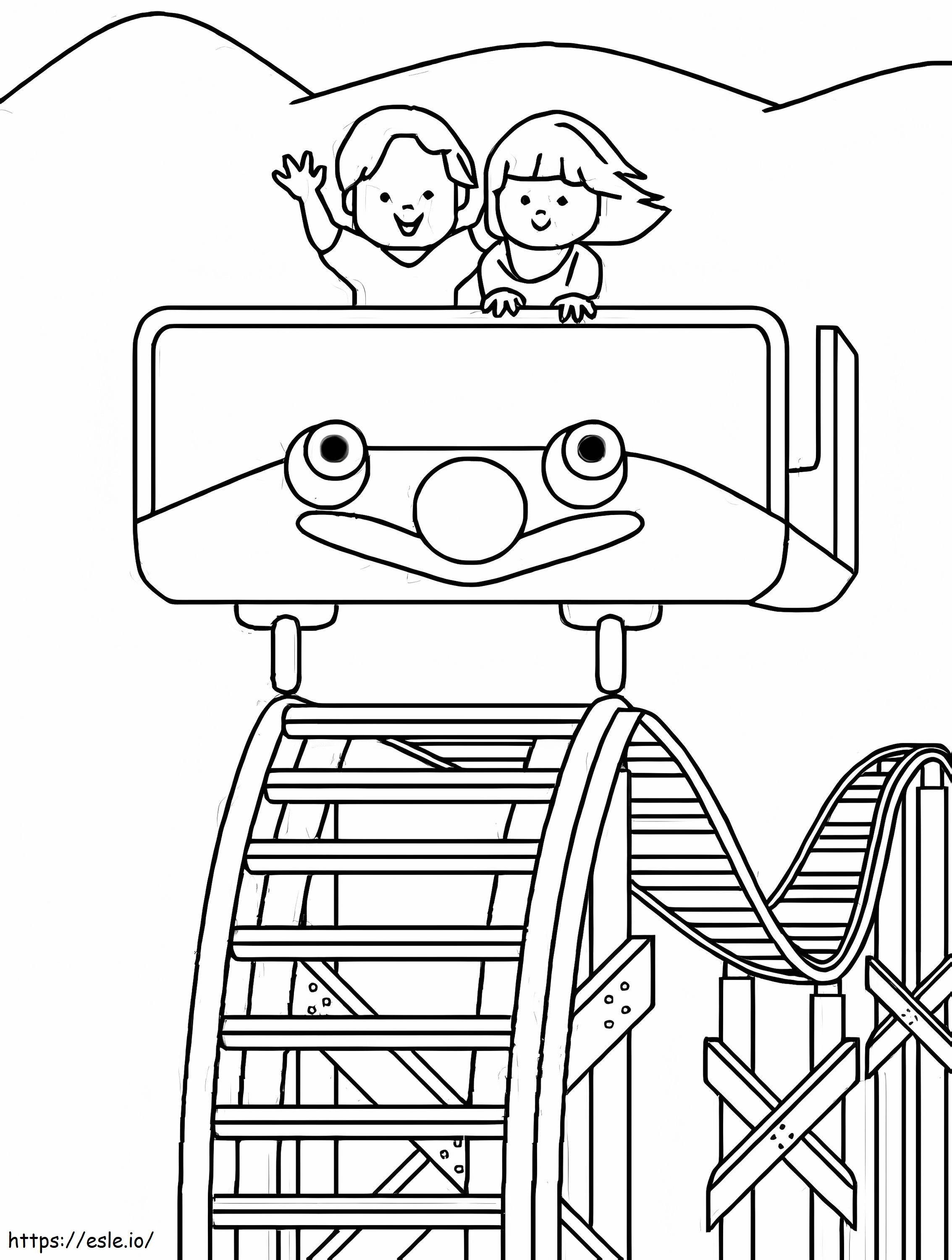 Funny roller coaster coloring page