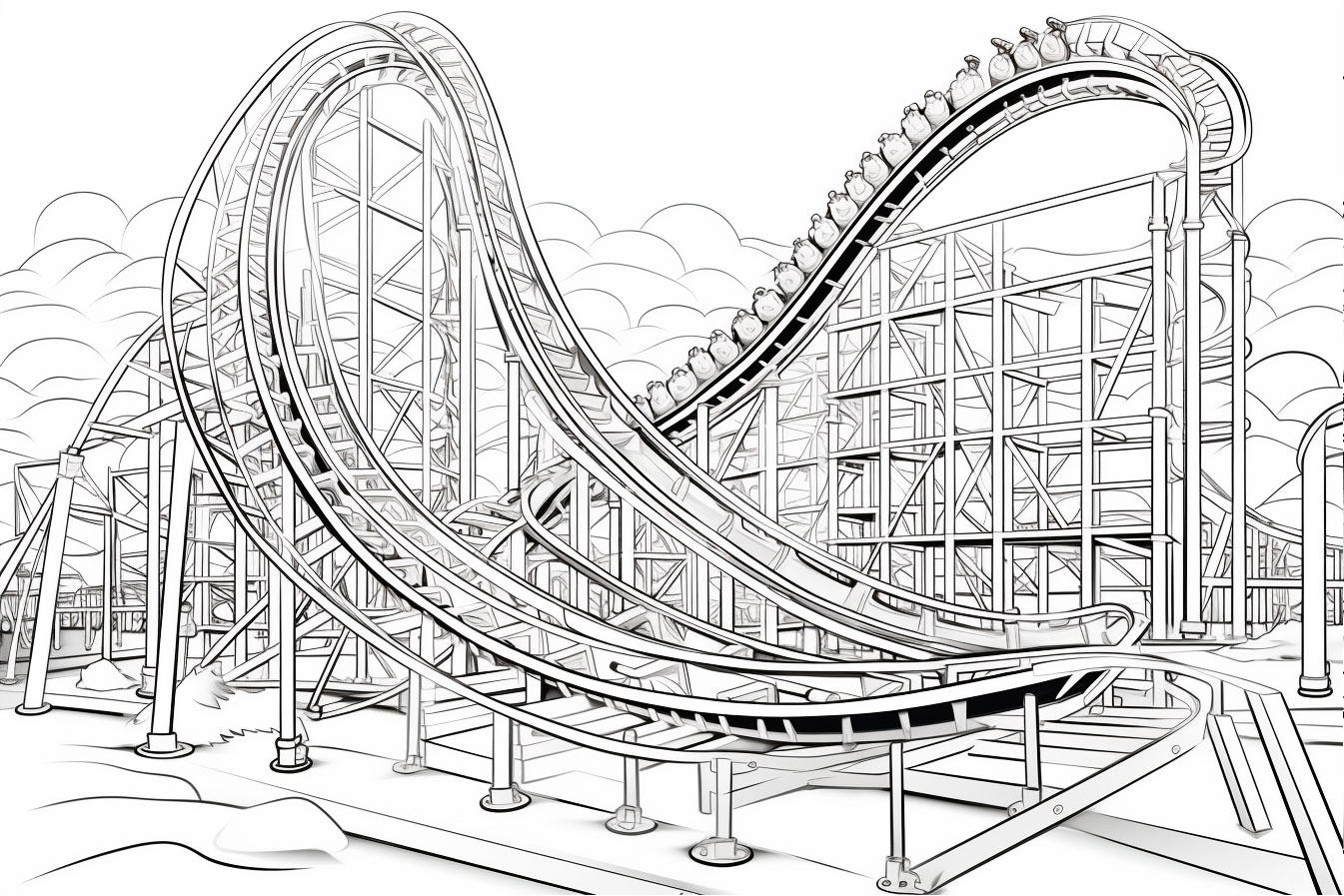 Rollercoaster coloring books for children coloring pages