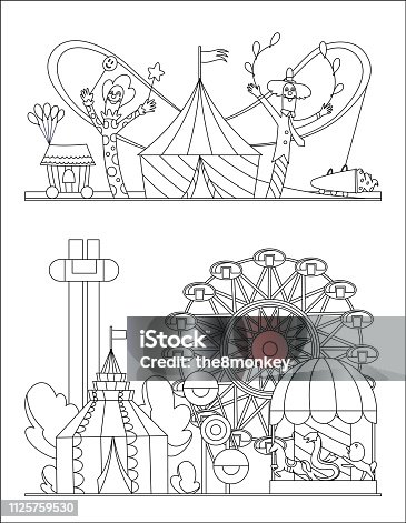 Amusement park colouring page stock photos pictures royalty