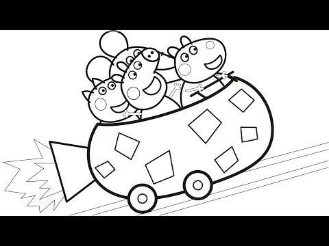 Peppa pig coloring pages peppa pigs roller coaster fun learn colors for children