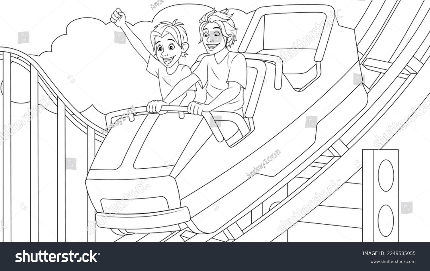 Roller coaster coloring book over royalty