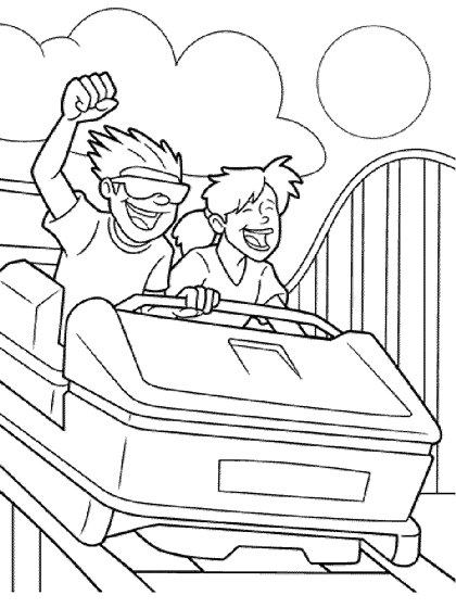 Roller coaster ride coloring page