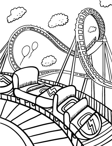 Free roller coaster coloring page