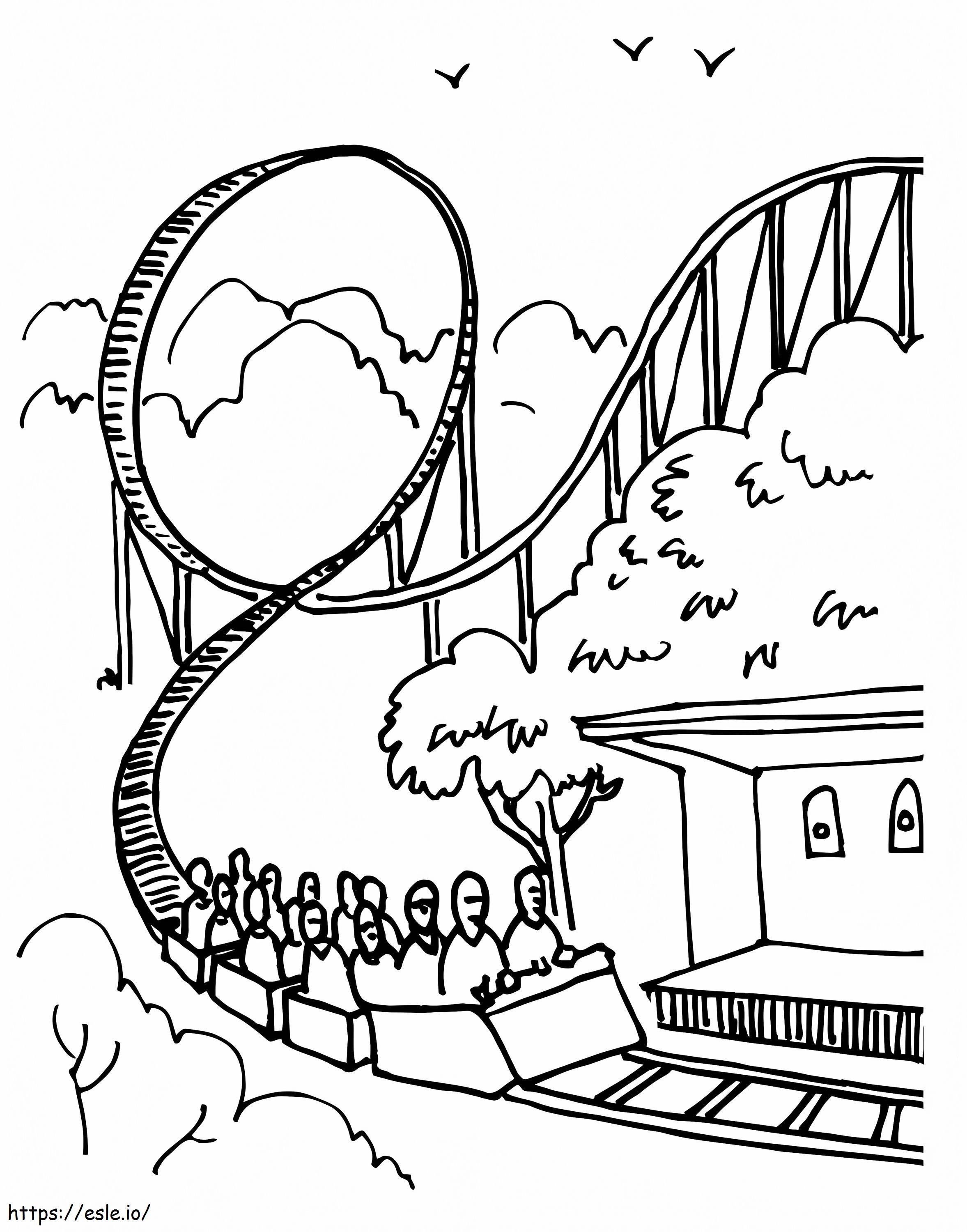 Free roller coaster coloring page