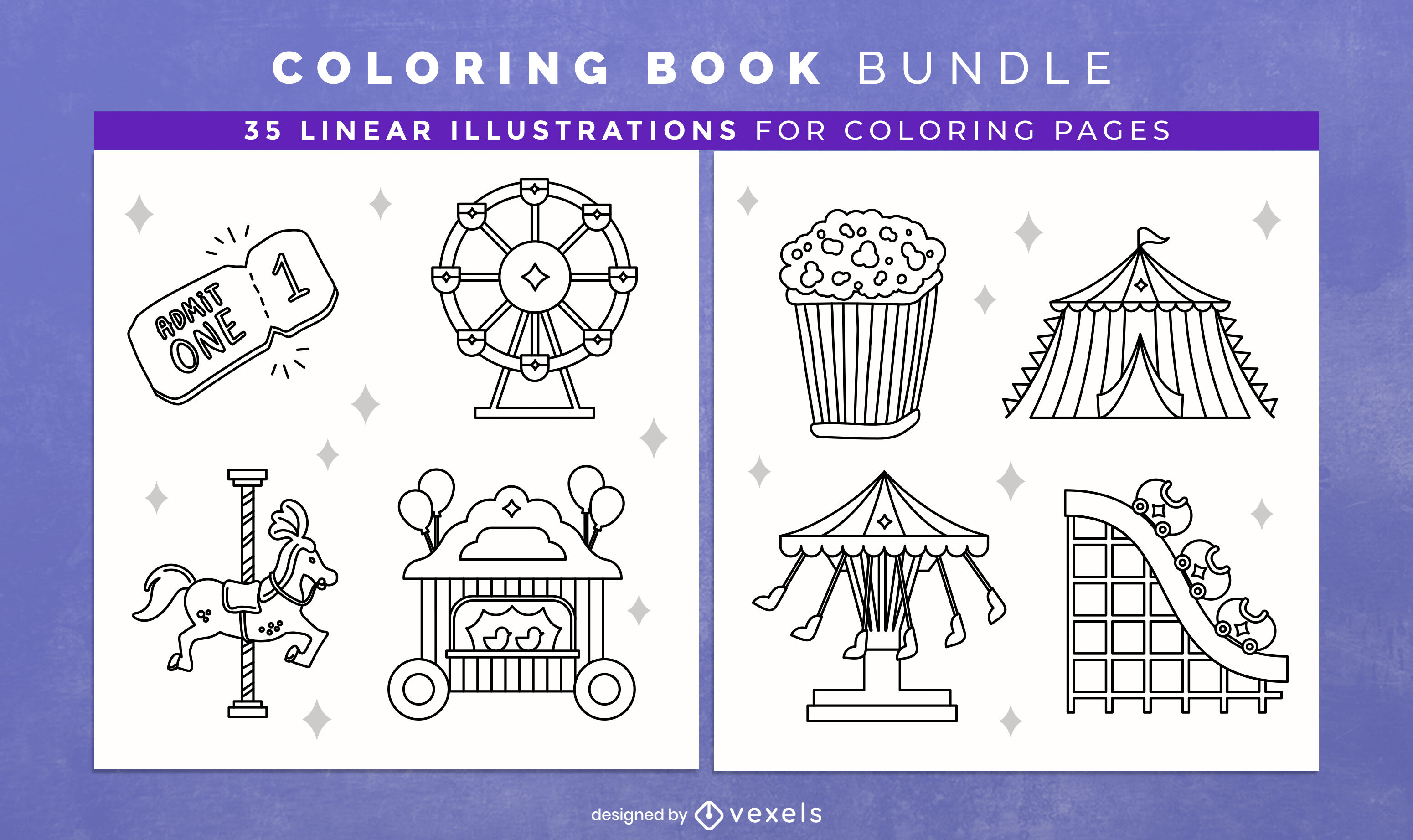 Carnival rides coloring book design pages vector download