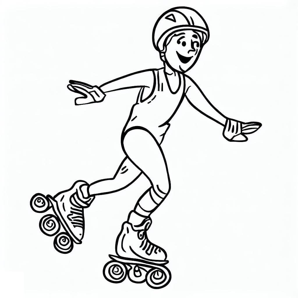 Boy on roller skates coloring page