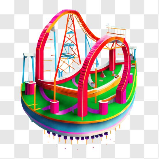 Download colorful roller coaster in an amusement park png online