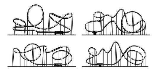 Roller coaster loop vector images over