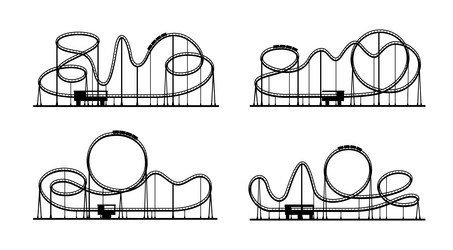 Roller coaster loop vector images over