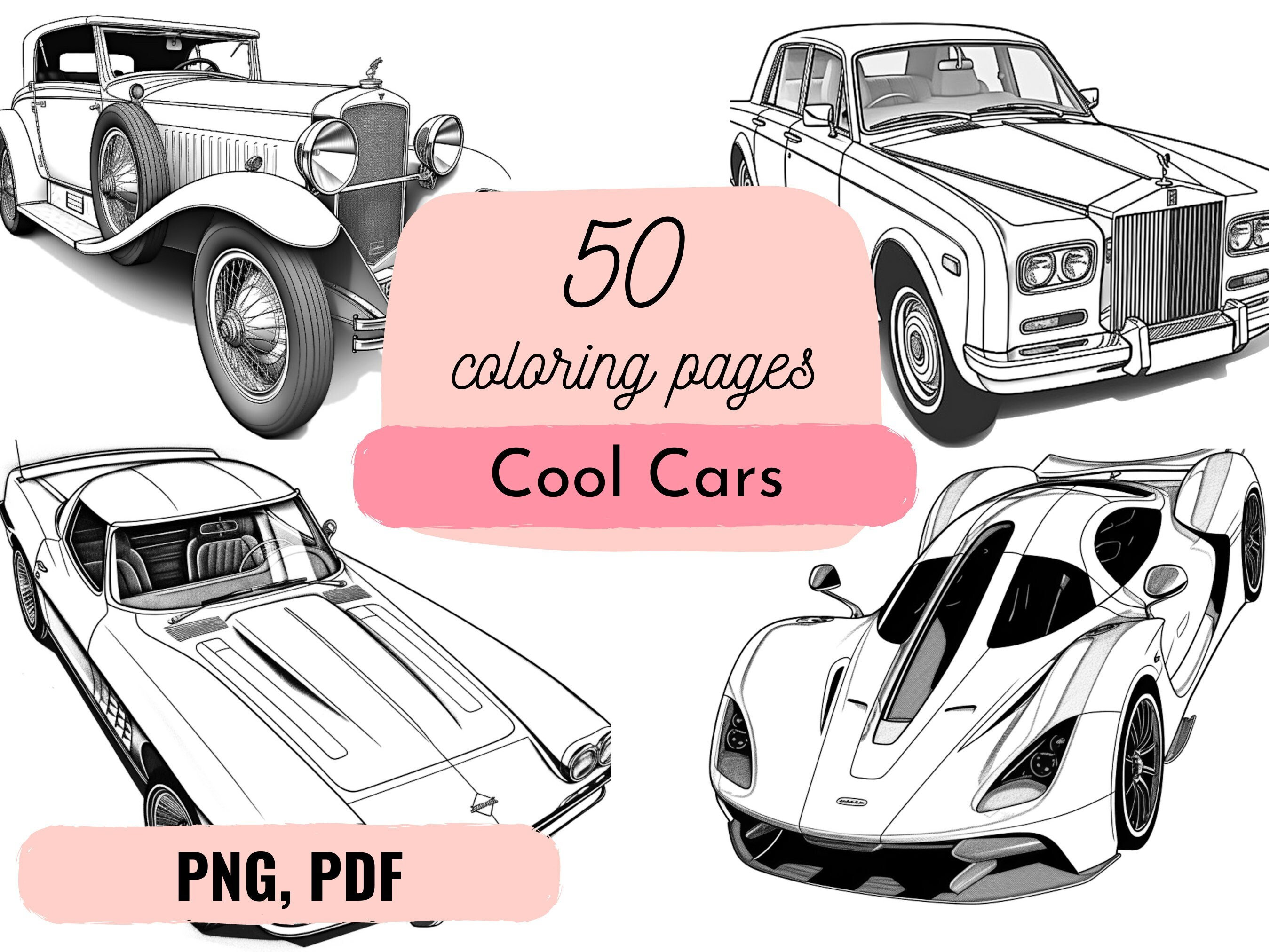 Buy car coloring book for adults printable pdf pages instant download car coloring for kids cars coloring pages for boys car coloring books online in india