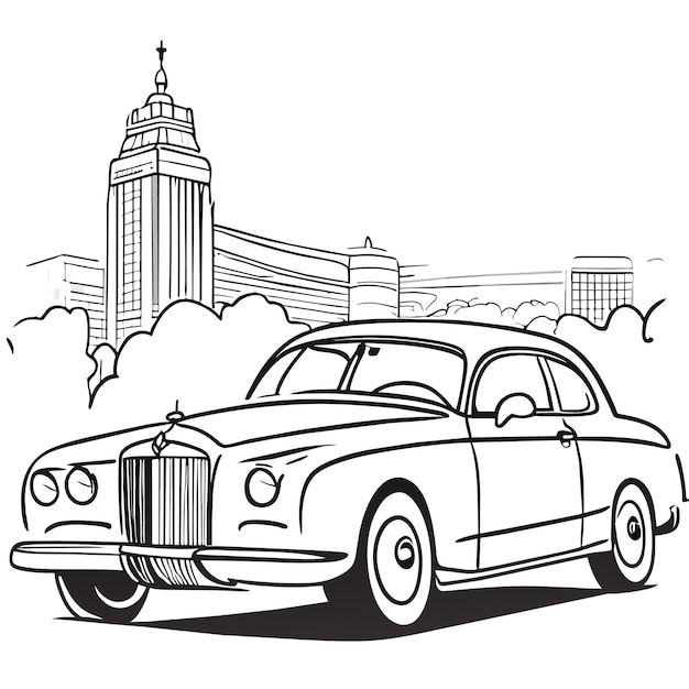 Premium vector vintage car or kawaii and anime coloring pages