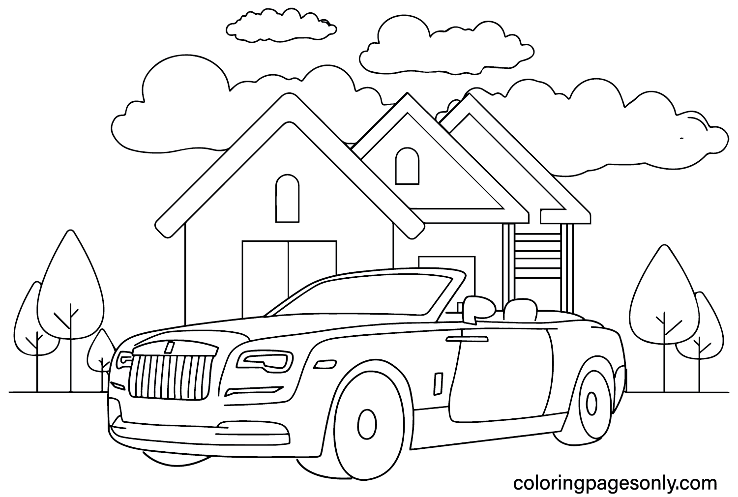 Rolls royce car coloring page