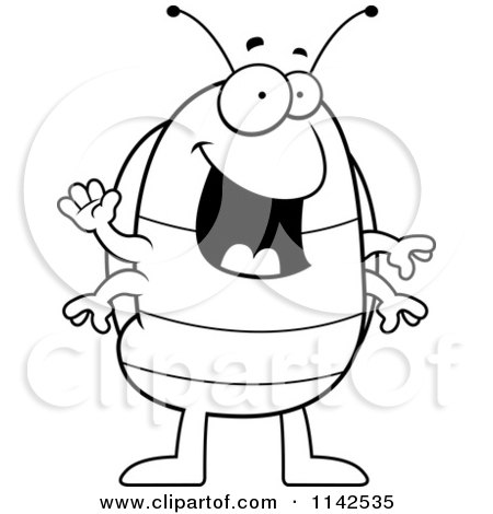 Cartoon clipart of a black and white pillbug in grass