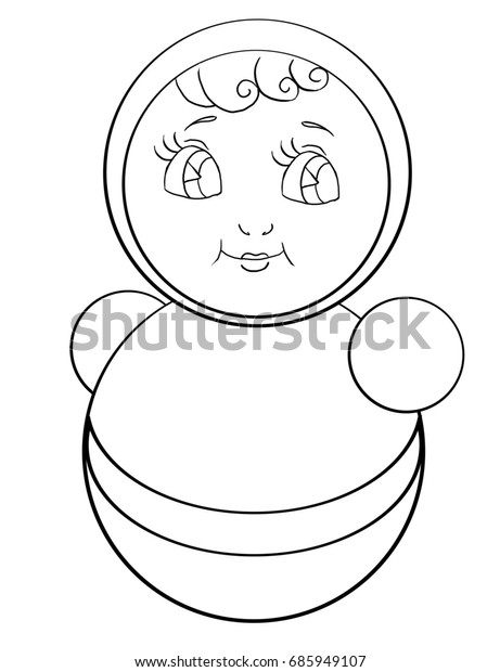 Coloring book page rolypoly toy stock illustration