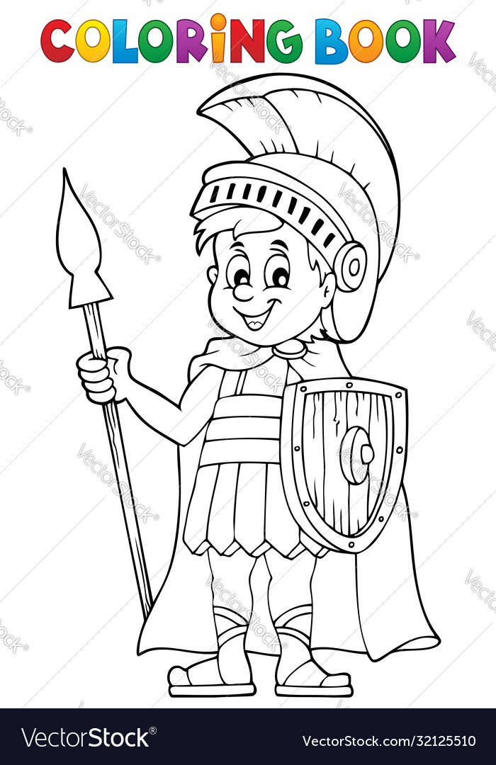 Coloring book roman soldier royalty free vector image