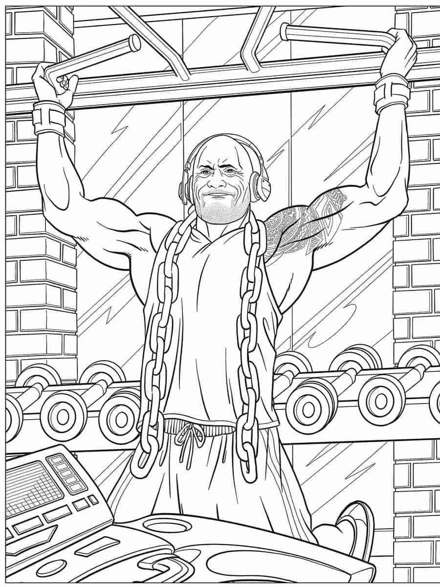 Strong dwayne johnson coloring page