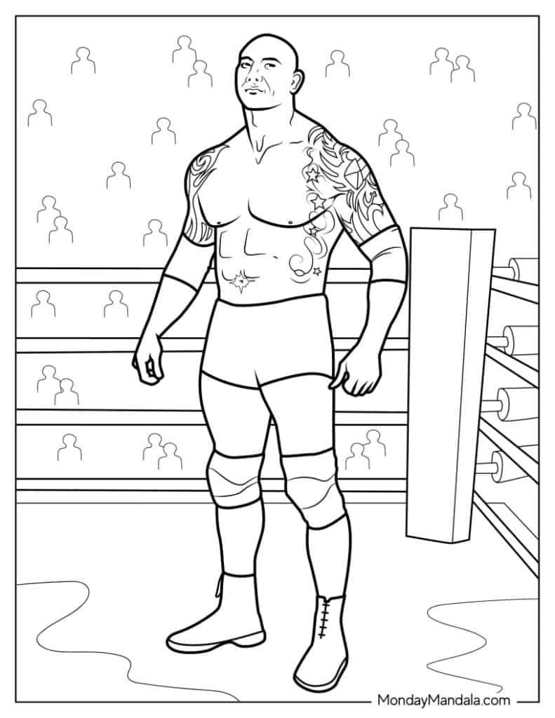 Wrestling wwe coloring pages free pdf printables