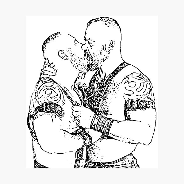 Leather gay bears kissing photographic print for sale by madant