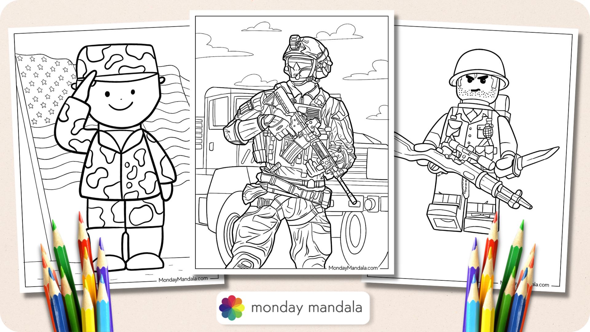 Soldier coloring pages free pdf printables