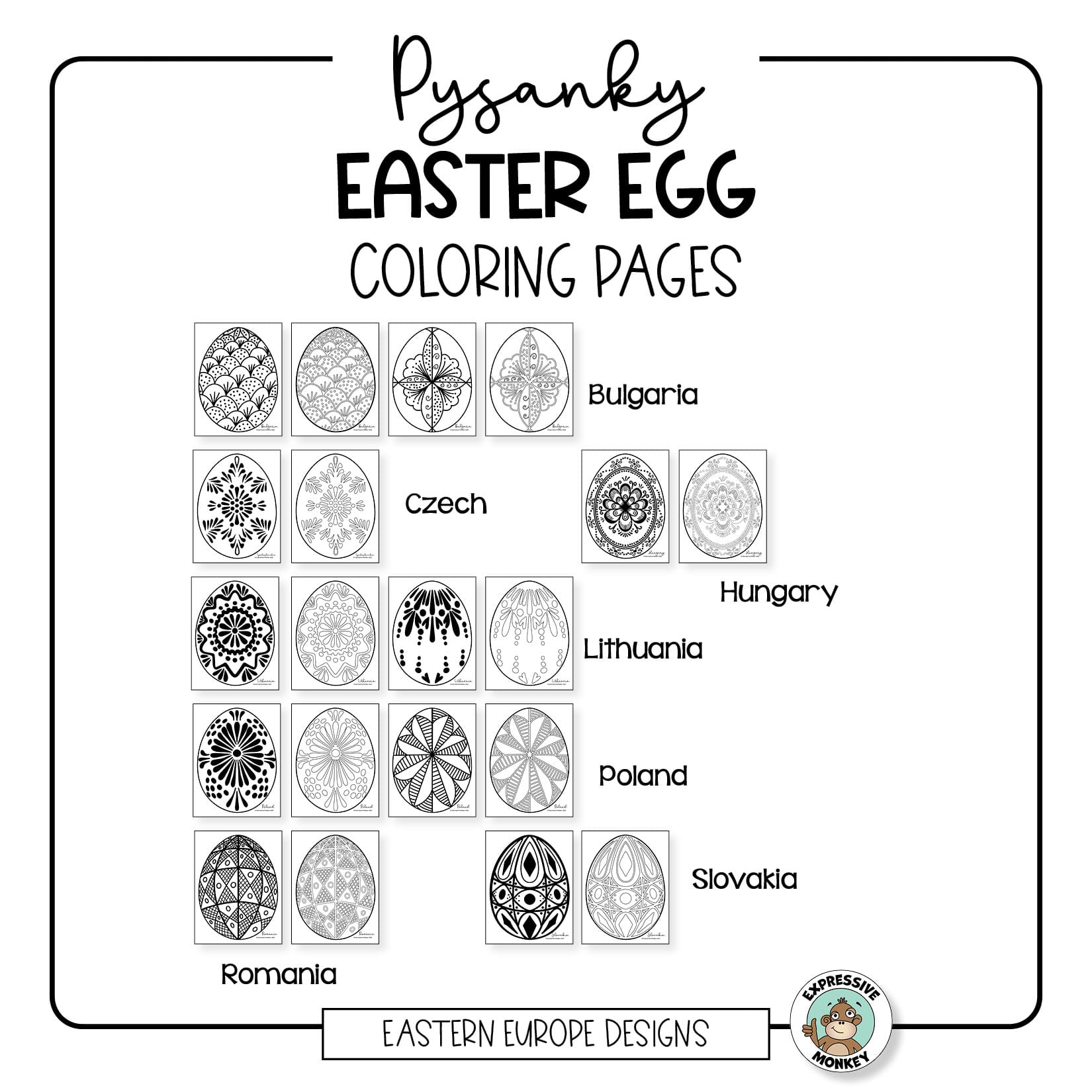 Pysanky eggs coloring pages