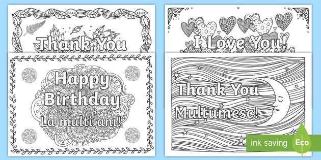 Greetings mindfulness colouring pages englishromanian