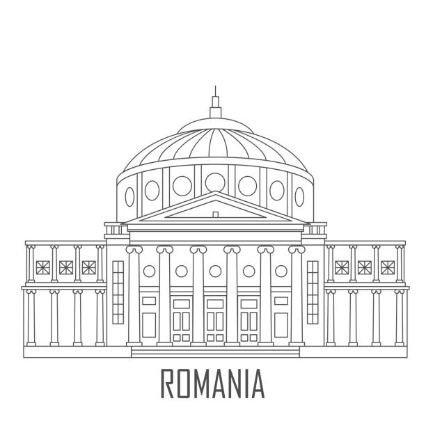 Facade of romanian athenaeum stock illustration