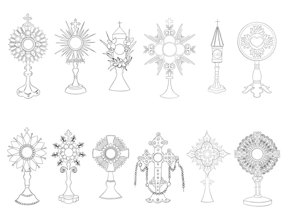 Monstrance coloring pages yearly catholic church themes liturgical living traditional catholic baptism confirmation birthday