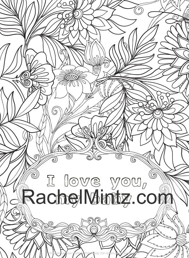 Romantic coloring book say it with flowers love notes flower fra â rachel mintz coloring books