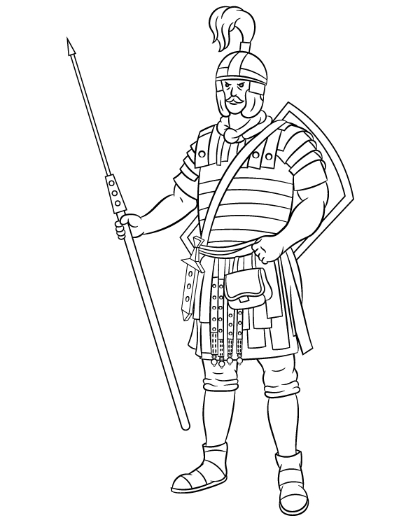 Print roman legionary coloring sheet