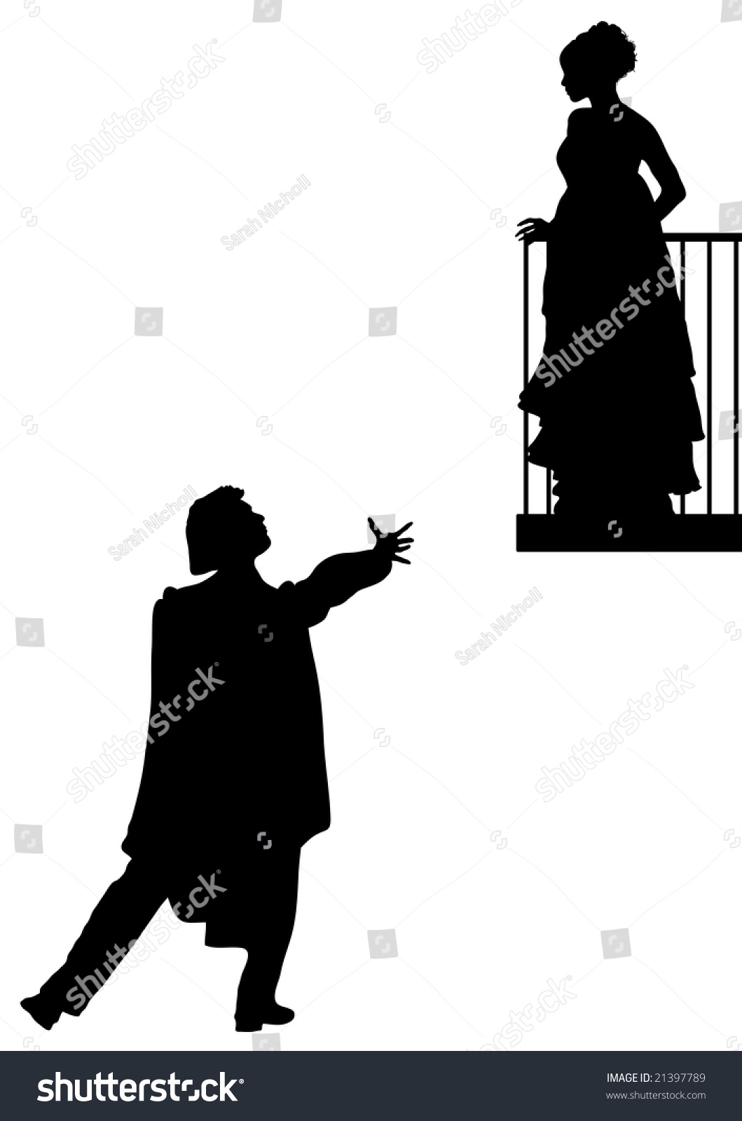 Romeo juliet balcony scene stock illustration