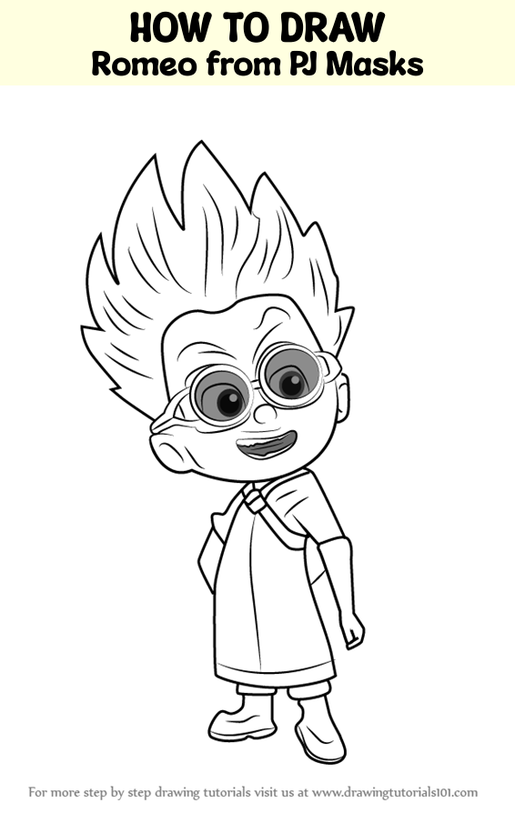 How to draw romeo from pj masks pj masks step by step