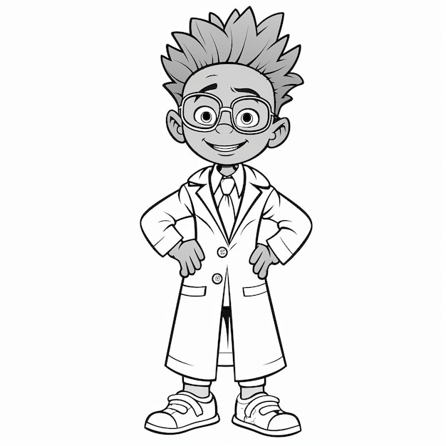 Premium ai image illustration of simple kids coloring page black male chil dressed